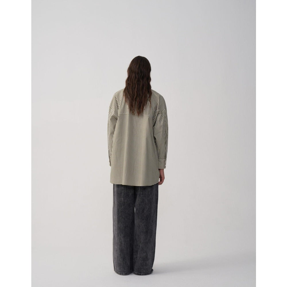 QOOQ Yeşil Çizgili Gömlek