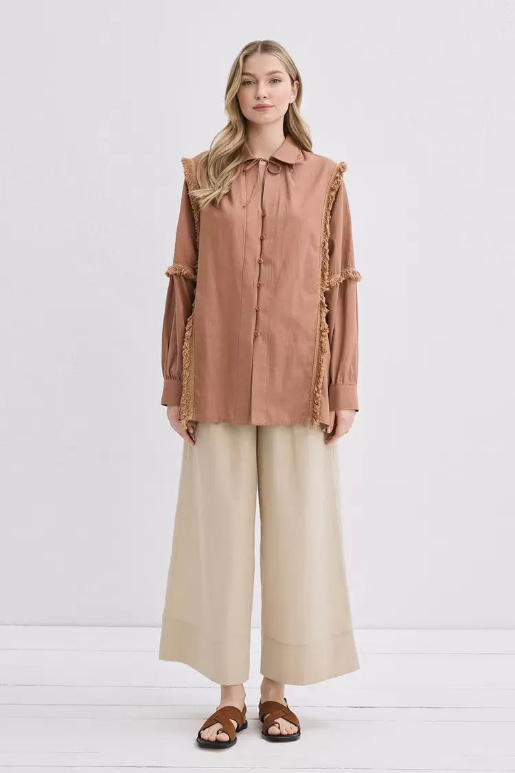 Doria Püsküllü Keten Gömlek