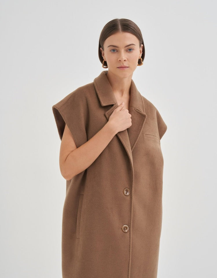 QOOQ Mendi Yelek Kahve