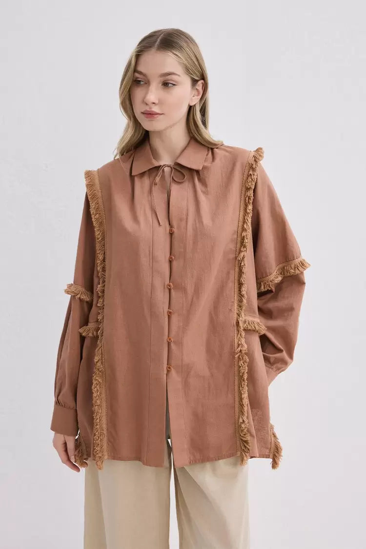 Doria Püsküllü Keten Gömlek