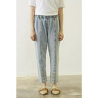 Merwish Önden Düğmeli Denim Pantolon - Lacivert