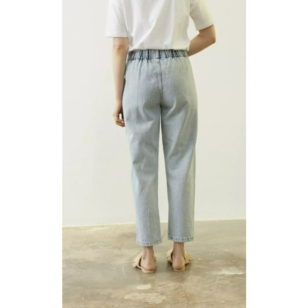 Merwish Önden Düğmeli Denim Pantolon - Lacivert