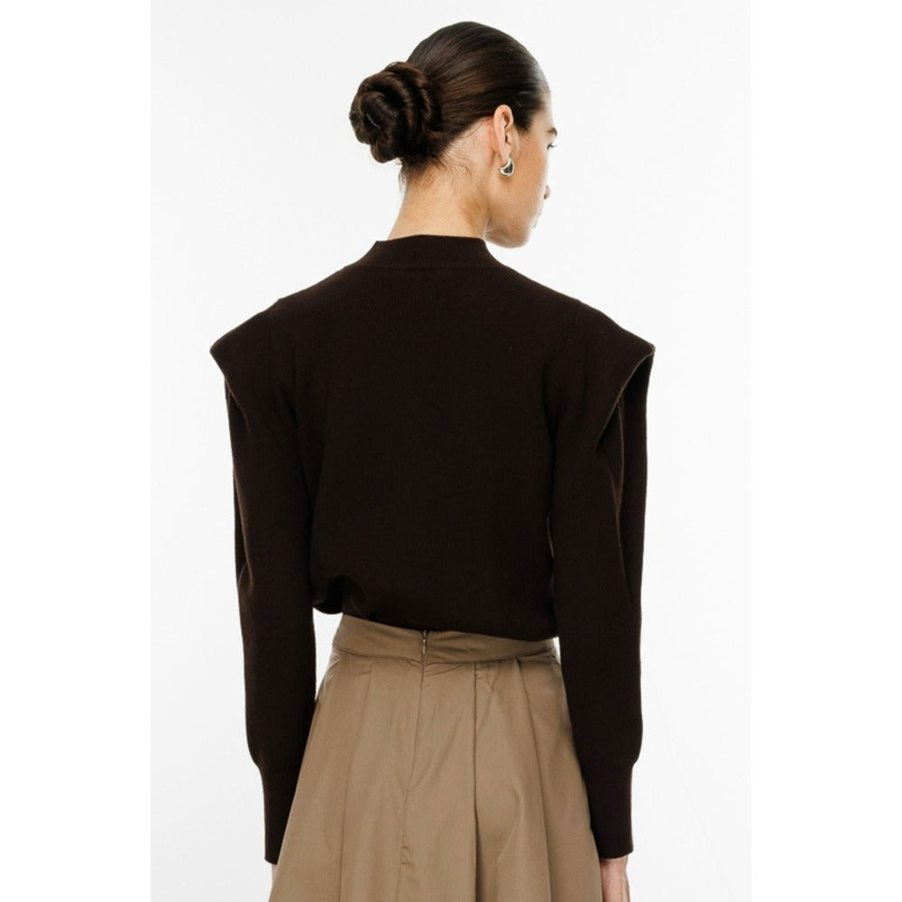 Aller Detaylı Crop Acı Kahve Kazak