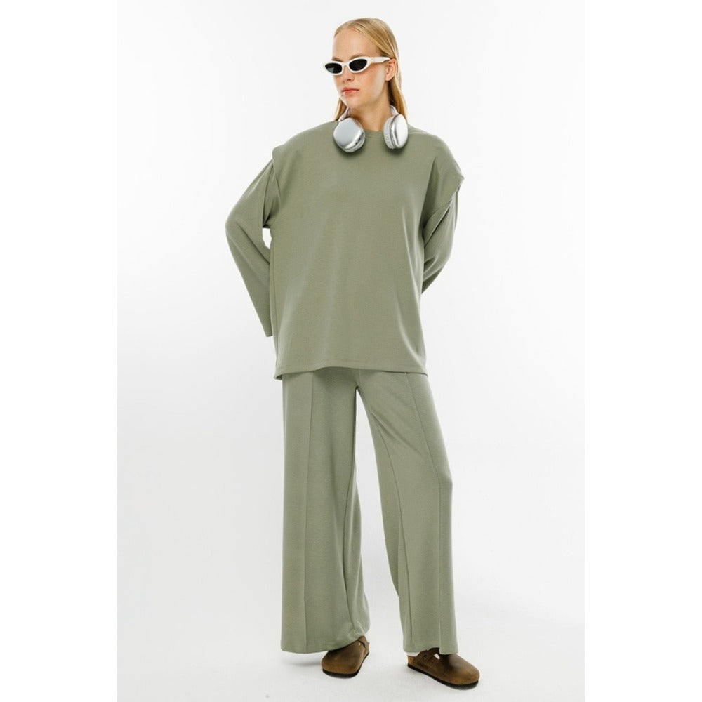 Beli Lastikli Compact Pamuk Çağla Pantolon