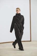 Drape Yaka Tensel Tunik Pantolon Takım
