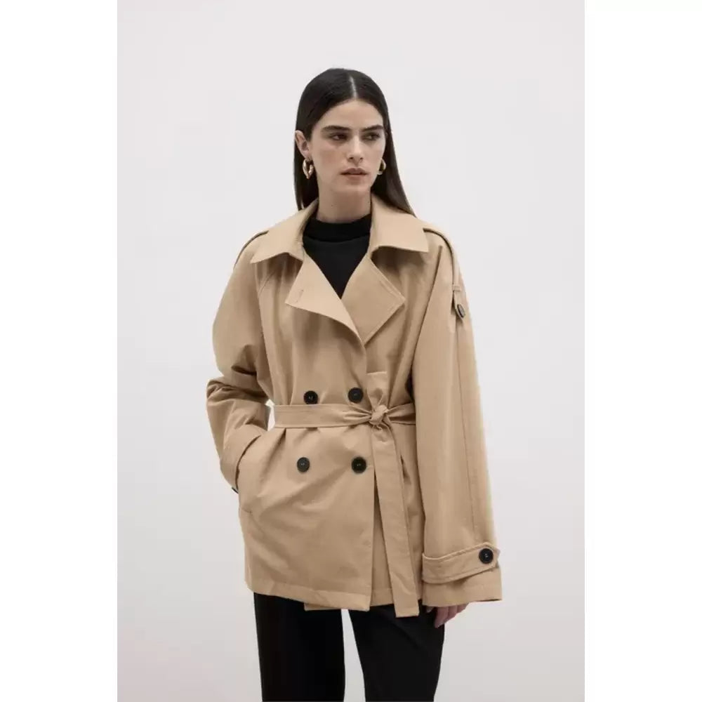 Rüzgarlıklı Midi Trençkot Camel